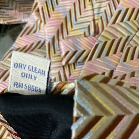 JOHN W Nordstrom Silk Repp Tie Necktie MADE IN ITALY PINK BROWN STRIPES - Picture 4 of 9